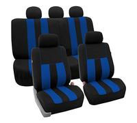 FH GROUP Car Seat Covers Full Set Cloth - Universal Fit, Automotive Seat Covers, Low Back Front Seat Covers, Airbag Compatible, Split Bench Rear Seat, Washable Car Seat Cover for SUV, Sedan, Van Blue