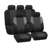 FH GROUP Car Seat Covers Full Set Cloth - Universal Fit, Automotive Seat Covers, Low Back Front Seat Covers, Airbag Compatible, Split Bench Rear Seat, Washable Car Seat Cover for SUV, Sedan, Van Gray