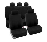 FH GROUP Car Seat Covers Full Set Cloth - Universal Fit, Automotive Seat Covers,Low Back Front Seat Covers,Airbag Compatible,Split Bench RearSeat,Washable Car SeatCover for SUV,Sedan,Van Black