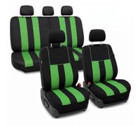 FH Group Car Seat Covers Full Set Green Cloth - Universal Fit, Automotive Seat Covers, Low Back Front Seat Covers, Airbag Compatible, Split Bench Rear Seat, Washable Car Seat Cover for SUV, Sedan, Van