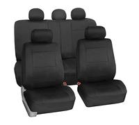 FH GROUP Car Seat Covers Full Set Neoprene - Universal Fit, Automotive Low Back Front Seat Covers, Airbag Compatible, Split Bench Rear Seat, Washable Seat Cover for SUV, Sedan Black