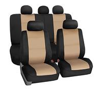 FH GROUP Car Seat Covers Full Set Neoprene-Universal Fit, Automotive Seat Covers,Low Back Front Seat Covers,Airbag Compatible,Split Bench Rear Seat,Washable Car Seat Cover for SUV,Sedan Beige