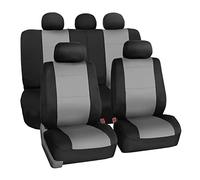 FH Group Car Seat Covers Full Set Neoprene - Universal Fit,Automotive Seat Covers,Low Back Front Seat Covers,Airbag Compatible,Split Bench Rear Seat,Washable Car Seat Cover for SUV,Sedan Gray