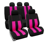 FH Group Car Seat Covers Full Set Pink Cloth - Universal Fit, Automotive Seat Covers, Low Back Front Seat Covers, Airbag Compatible, Split Bench Rear Seat, Car Seat Cover for SUV, Sedan, Van