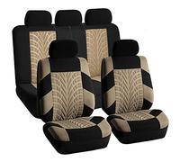 FH GROUP Car Seat Covers Full Set Premium Cloth - Universal Fit, Automotive, Low Back Front Washable Seat Covers, Airbag Compatible, Split Bench Rear Seat for SUV, Sedan Beige