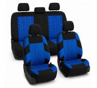 FH GROUP Car Seat Covers Full Set Premium Cloth - Universal Fit,Automotive Seat Cover,Low Back Front Seat Covers,Airbag Compatible,Split Bench Rear Seat,Washable Seat Cover for SUV,Sedan Blue