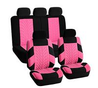 FH GROUP Car Seat Covers Full Set Premium Cloth - Universal Fit,Automotive Seat Cover,Low Back Front Seat Covers,Airbag Compatible,Split Bench Rear Seat,Washable Seat Cover for SUV,Sedan Pink