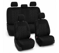 FH Group Car Seat Covers Full Set Premium Cloth - Universal Fit,Automotive Seat Cover,Low Back Front Seat Covers,Airbag Compatible,Split Bench Rear Seat,Washable Seat Cover for SUV,Sedan Black