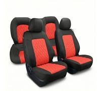 FH Group Custom Fit Seat Covers Compatible with Ford Mustang 2021-2026 Coupe Full Set Seat Covers for Ford Sports Car (Front Seats + Rear Seats) Ultraflex Neoprene Car Seat Covers, Red