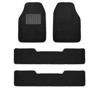 FH Group F14406BLACK Universal Fit 3 Row Premium Carpet Black Automotive Floor Mats fits most Cars, SUVs, and Trucks with Drivers Heel Pad