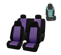 FH GROUP FB102114 Classic Full Set High Back Flat Cloth Car Seat Covers, Purple/Black w. Free Air Freshener- Fit Most Car, Truck, SUV, or Van