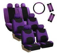 FH Group FH-FB030217-COMBO Light & Breezy Purple/Black Cloth Seat Cover Set Airbag & Split Ready- Fit Most Car, Truck, Suv, or Van