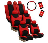 FH GROUP FH-FB030217-COMBO Light & Breezy Red/Black Cloth Seat Cover Set Airbag & Split Ready- Fit Most Car, Truck, Suv, or Van