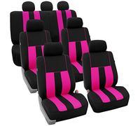 FH GROUP FH-FB036217 Striking Striped Seat Covers Pink/Black Color - Fit Most Car, Truck, Suv, or Van