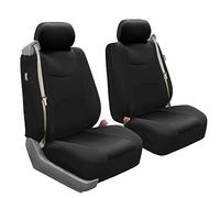 FH GROUP FH-FB351102 All Purpose Flat Cloth Built-In Seat Belt Car Seat Covers (Airbag compatible and Split Bench-For Detachable Headrests) Solid Black Color- Fit Most Car, Truck, Suv, or Van