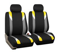 FH GROUP Front Cloth Seat Cover for Low Back Car Seats With Removable Headrest - Universal Fit, Airbag Compatible for SUV, Sedan, Van, Yellow