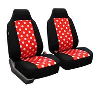 FH GROUP Front Set Cloth Car Seat Covers for Bucket Seats 1 Piece Seat Cover, Universal Fit, Washable Seat Covers for SUV, Sedan, Red/Black