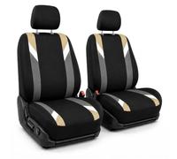 FH GROUP Front Set Cloth Car Seat Covers for Low Back Car Seats with Removable Headrest, Universal Fit, Airbag Compatible Seat Cover for SUV, Sedan, Van, Beige