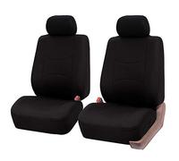 FH Group Front Set Cloth Car Seat Covers for Low Back Car Seats with Removable Headrest, Universal Fit, Airbag Compatible, Car Seat Cover for SUV, Sedan, Van, Black