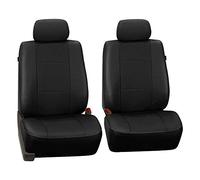 FH GROUP Front Set Faux Leather Car Seat Covers for Low Back Seat with Removable Headrest, Universal Fit, Airbag Compatible Seat Cover for SUV, Van, Black