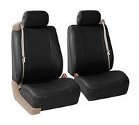 FH GROUP Front Set Faux Leather Car Seat Covers Low Back Seat with Removable Headrest, Universal Fit, Airbag Compatible Car Seat Cover for SUV, Van, Black