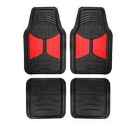 FH Group Full Set Trimmable Rubber Floor Mats, Monster Eyes (Red) - Universal Fit for Cars Trucks and SUVs