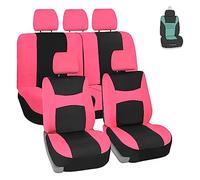 FH GROUP Light Breathable Durable Washable Flat Foam Padding Cloth Full Set Car Seat Covers, Airbag & Split Compatible w Gift - Universal Fit for Cars Trucks and SUVs (Pink)