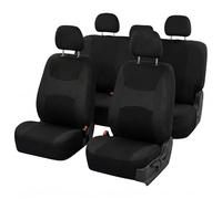 FH Group Light Breathable Durable Washable Flat Foam Padding Cloth Full Set Car Seat Covers, Airbag & Split Compatible w Gift - Universal Fit for Cars Trucks and SUVs (Black)
