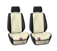 FH GROUP PU Faux Leather Luxury Diamond Design Front Set Car Seat Protectors, Airbag Compatible w Gift - Universal Fit for Cars, Trucks & SUVs (Beige)