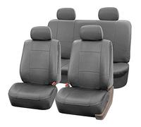 FH Group PU001SOLIDGRAY114 Universal Fit Full Set Solid Gray Automotive Seat Covers fits most Cars, SUVs, and Trucks (Faux Leather, with 4 Headrest Covers Solid)