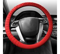 FH Group Universal Fit Silicone with Nibs and Pattern Massaging Grip Steering Wheel Cover fits most Cars, SUVs, Trucks, and Vans Red