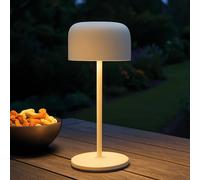 FH Lighting Finley sand beige LED rechargeable table lamp, height 22 cm, metal, IP54