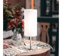 FH Lighting Kira table lamp, fabric lampshade, nickel/white