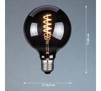 FH Lighting LED bulb, E27, G125, smoke-coloured, 4 W, 1800 K, 60 lm