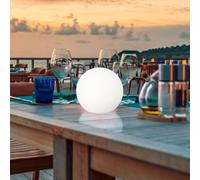 FH Lighting LED solar outdoor light Dabus, Ø 25 cm, ball, white, acrylic