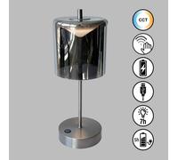 FH Lighting LED table lamp Riva, nickel/smoke Height 34.5cm