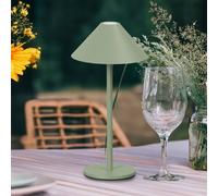 FH Lighting Prato LED rechargeable table lamp, sage green Height 25 cm Metal IP54