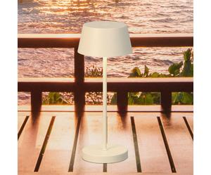 FH Lighting Sienna Pro LED rechargeable table lamp, sand beige, 24 cm, metal, IP54