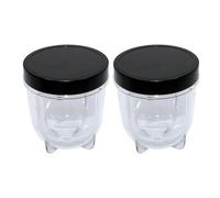 FHAJKTJB 2 Pack Short Cup With Black Jar Lid, Compatible With Magic Bullet ，Blender Juicer MB1001 250W
