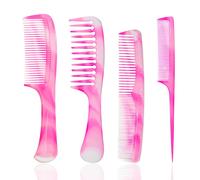FHALLYNN Pink Hair Comb Set - Wide Tooth Fine Tooth Rat Tail and Dual Comb for Women and Men