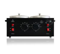 FHATSJ Black Double Pots Wax Warmer Professional Melted Wax Beads for Hair Removal,Fast Electric Wax Heater with Adjustable Temperature Set for Women (Black-Double Pots)