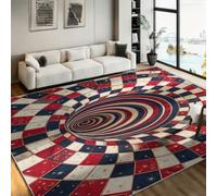 FHAWJK 180x230cm Washable 3D Vortex Area Rug for Living Room and Lounge | Celestial spiral vortex pattern; soft low pile touch with non slip base; carpet for bedroom, dining space and studio flat.