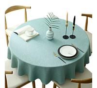 Fhberni Heavy Weight Round Tablecloth, Decorative Solid Color Table Cover, Cotton Linen Table Cloth for Kitchen Dining Home Tabletop Decoration, Aqua, Round - 120 cm