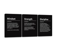 FHBWART 3 Pieces Inspirational Mindset Noun Picture Motivational Canvas Wall Art Prints Strength Discipline Posters Painting Modern Artwork Framed Home Living Room Office Wall Decor(20"x28"x3pcs)