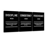 FHBWART 3 Pieces Office Wall Decor Motivational Canvas Wall Art Consistency Perseverance Discipline Print Picture Inspirational Positive Quotes Painting Posters Home Living Room Frame(20"x28"x3pcs)