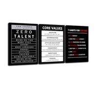 FHBWART Core Values Office Wall Decor Inspirational 10 Things that Require Zero Talent Posters Motivational Canvas Wall Art 7 Habits For Success Print Artwork Painting for Home Framed(20"x28"x3pcs)