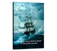 FHBWART Inspirational Canvas Wall Art Motivational Smooth Seas Never Made A Skilled Sailor Quote Canvas Print Positive Quotes Painting Office Home Decor Framed Artwork<12 x 18 inch>