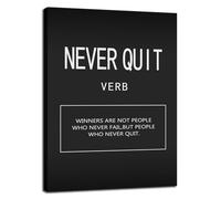 FHBWART Inspirational Canvas Wall Art Office Wall Decor Never Quit Verb Artwork Home Motivational Quotes Bedroom Inspirational Posters Wall Art for Living Room Gym Framed Ready to Hang<18 x 24 inch>