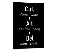 FHBWART Inspirational Office Wall Decor Motivational Positive Canvas Wall Art CTRL+ALT+DEL Posters Prints Inspiring Entrepreneur Quote Wall Picture Paintings Artwork Home Gym Framed<12 x 18 inch>