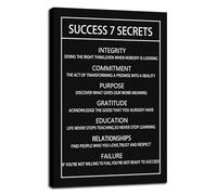 FHBWART Inspirational Success 7 Secrets Poster Modern Canvas Prints Motivational Wall Art Paintings Ready to Hang for Living Room Office Home Wall Decorations Stretched Pictures Artwork<12 x 18 inch>